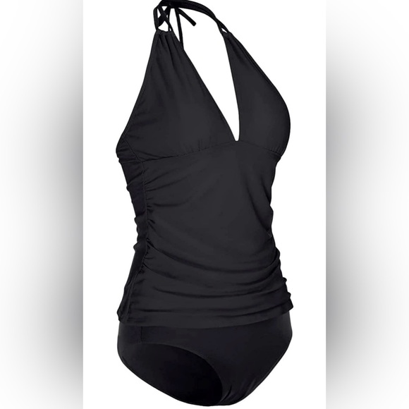 Yonique Womens Two Piece Swimsuits Tummy Control Tankini Halter V Neck Swimwear - Picture 4 of 8